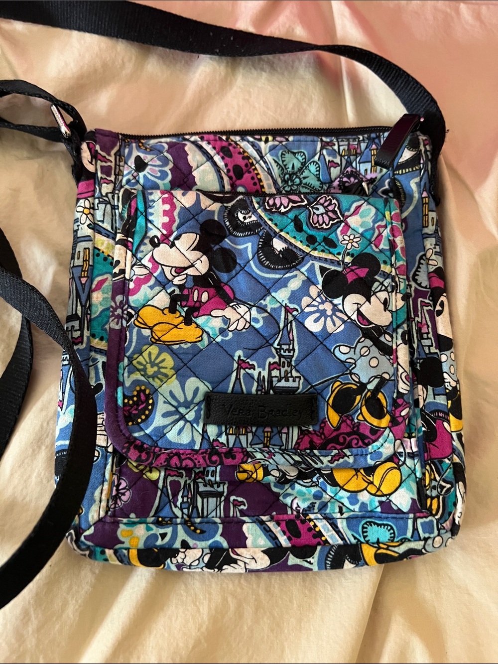 Vera Bradley Quilted Disney Mickey & Minnie Crossbody - Blue/Purple/Yellow